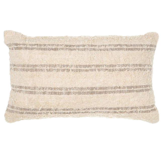 Mahala Cushion - Natural with Grey Stripe