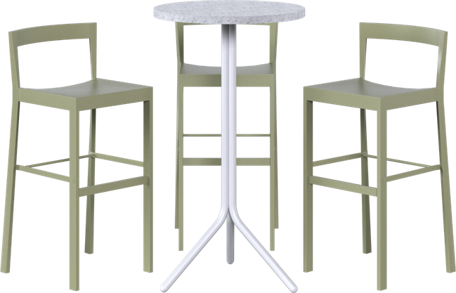 Baxter Poseidon Bar Table Package - 3 Stools