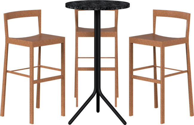 Baxter Poseidon Bar Table Package - 3 Stools