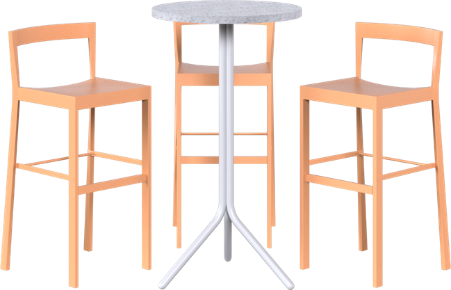 Baxter Poseidon Bar Table Package - 3 Stools